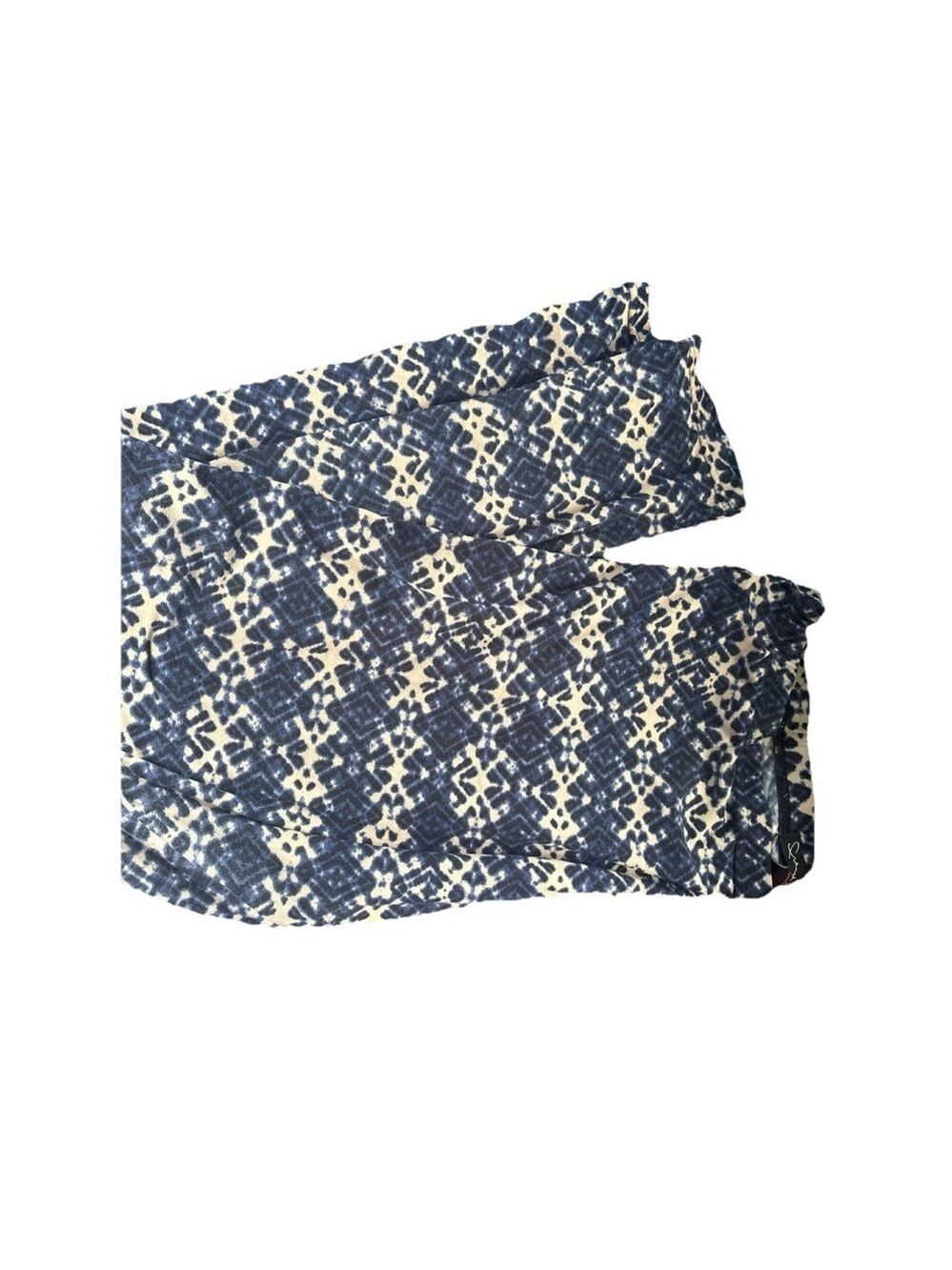 French Laundry Women's 2X Leggings Blue White Geometric Diamond Print Plus Size